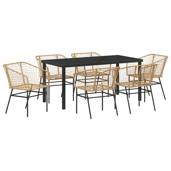 vidaXL Ensemble de 7 chaises de jardin en poly rotin marron