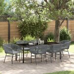 vidaXL Ensemble de salle à manger de jardin 7 pièces avec coussins en poly rotin gris