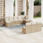 vidaXL Salon de jardin avec coussins 10 Pièces beige résine tressée
