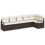 vidaXL Ensemble de canapé de jardin 6 Pièces Marron Poly rotin