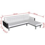vidaXL Canapé-lit en forme de L similicuir blanc