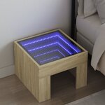 vidaXL Table de chevet avec LED infini chêne sonoma 40x40x30 cm