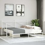 vidaXL Lit de jour avec lit gigogne sans matelas blanc 100x190cm acier