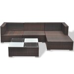 vidaXL Salon de jardin 5 Pièces avec coussins résine tressée marron