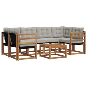 vidaXL Ensemble de canapés d'extérieur 7 pc Gris Naturel et Clair