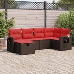 vidaXL Salon de jardin avec coussins 6 Pièces marron résine tressée