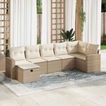 vidaXL Salon de jardin avec coussins 7 Pièces beige résine tressée