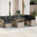vidaXL Salon de jardin 9 Pièces avec coussins gris clair résine tressée