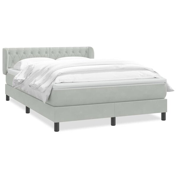vidaXL Sommier à lattes de lit et matelas gris clair 160x220cm velours