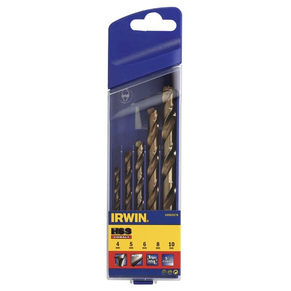 Set de 5 forets hss pro cobalt  4/5/6/8/10 mm de irwin 10502570