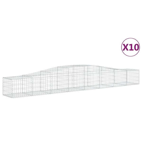 vidaXL Paniers à gabions arqués 10 Pièces 400x50x40/60 cm Fer galvanisé