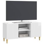 vidaXL Meuble TV 102 x 34 5 x 50 cm Blanc brillant Bois d'ingénierie