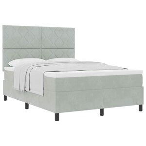 vidaXL Lit à ressorts avec matelas Gris clair 140 x 200 cm Velours