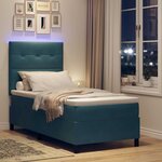 vidaXL Lit à ressort LED avec matelas Bleu foncé 90 x 190 cm Velours