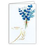 69-3148 Carte Courage On pense à toi pour Homme Femme Bouquet de Feuilles Eucalyptus Peinture Aquarelle -Finitions Dorure Or Doré + Gaufrage en Relief +1 Enveloppe Format 12x17cm -Fabriqué en Europe
