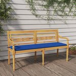 vidaXL Banc Batavia avec coussin bleu royal 150 cm Bois de teck massif