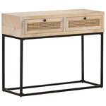 vidaXL Table console 100x35x76 cm Bois de manguier et canne naturelle