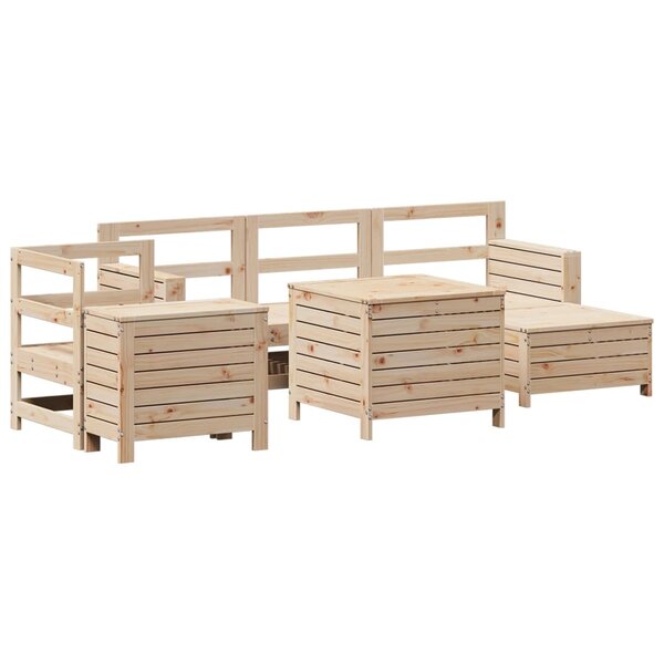 vidaXL Salon de jardin 7 Pièces bois de pin massif