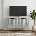 vidaXL Meuble TV mural Gris béton 59 5 x 31 x 30 cm Bois d'ingénierie