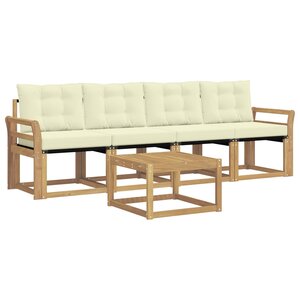 vidaXL Ensemble de canapés d'extérieur 5 pc Blanc et crème