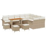 vidaXL Set de canapé de jardin de 13 pièces avec coussins en rotin polyéthylène beige et bois d'acacia.