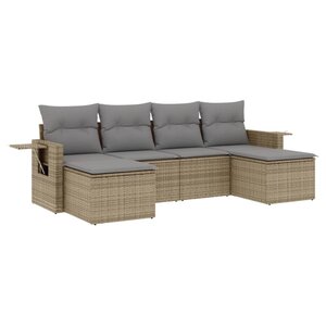 vidaXL Salon de jardin avec coussins 6 Pièces beige résine tressée