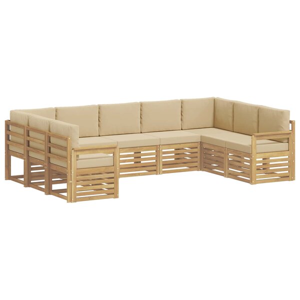vidaXL Ensemble de canapés d'extérieur 7 pc Blanc et Beige Polyester
