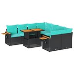 vidaXL Salon de jardin 9 Pièces avec coussins noir résine tressée