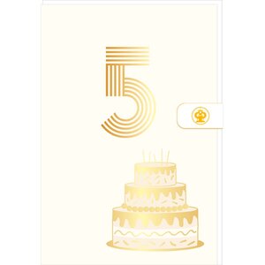 Carte D'anniversaire 5 Ans En Or - Blanc - A Message - Pour Enfant Garçon Fille - Gâteaux - 11 5 X 17 Cm - Draeger paris