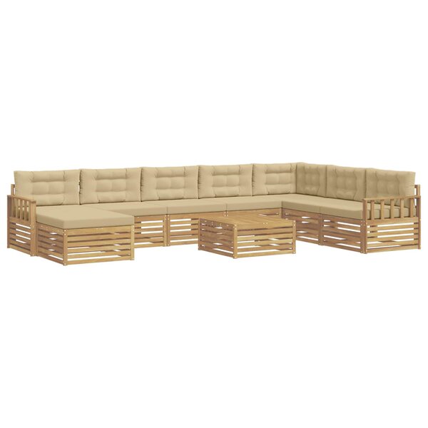 vidaXL Ensemble de canapés d'extérieur 9 pc Blanc et Beige