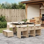 vidaXL Ensemble à manger de jardin et coussins 11 Pièces beige poly rotin