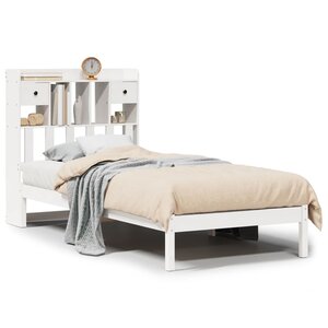 vidaXL Lit bibliothèque sans matelas blanc 75x190cm bois de pin massif