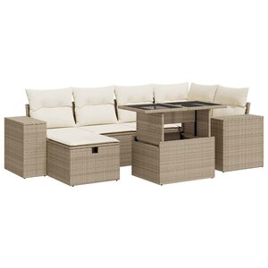 vidaXL Salon de jardin avec coussins 8 Pièces beige résine tressée