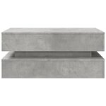 vidaXL Table basse avec lumières LED gris béton 90x50x40 cm