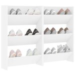 vidaXL Armoires à chaussures murales 2 Pièces Blanc 60x18x90 cm Aggloméré