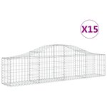 vidaXL Paniers à gabions arqués 15 Pièces 200x30x40/60 cm Fer galvanisé