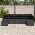 vidaXL Ensemble de canapé de jardin avec coussin 7 Pièces Noir polyrotin