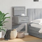 vidaXL Table de chevet murale avec lumières LED sonoma gris