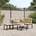 vidaXL Ensemble de banc de jardin avec coussins 4 Pièces noir