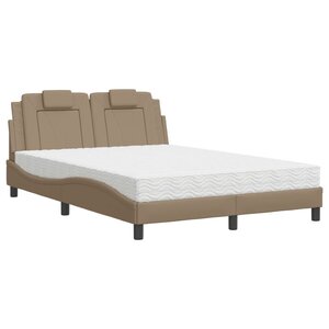 vidaXL Lit avec matelas cappuccino 140x190 cm similicuir