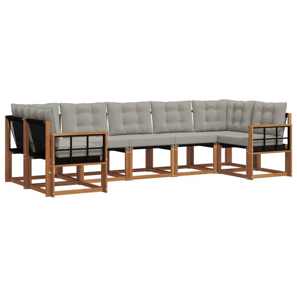 vidaXL Ensemble de canapés d'extérieur 7 pc Gris Naturel et Clair