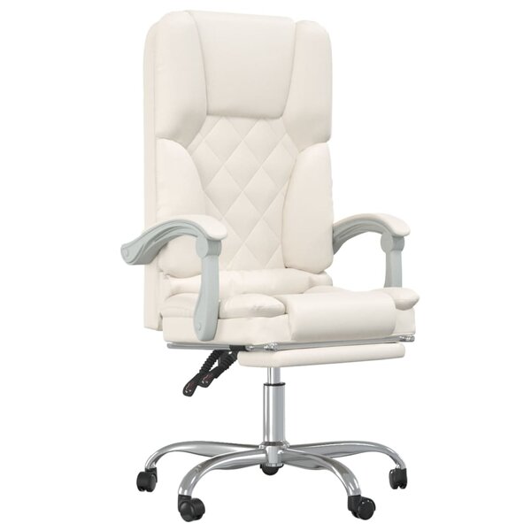 Fauteuil de massage inclinable de bureau informatique étude similicuir crème 02_0025402