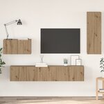 vidaXL Meuble TV mural 4 Pièces Chêne artisan 80 x 30 x 30 cm Moyen