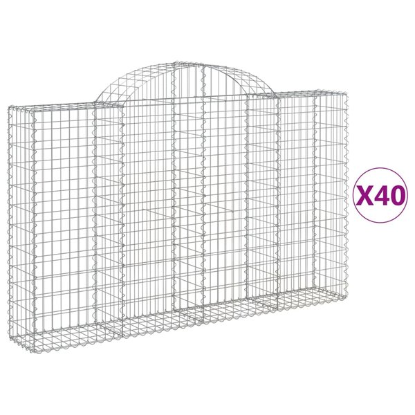 vidaXL Paniers à gabions arqués 40 Pièces 200x30x120/140 cm Fer galvanisé