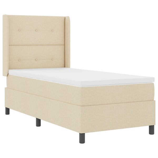 Lit à ressorts vidaXL avec matelas et LED Crème 100x200 cm en tissu