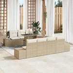 vidaXL Ensemble de canapé de jardin avec coussin 8 Pièces Beige  Crème