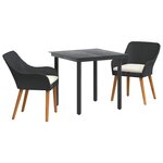vidaXL Ensemble de salle à manger pour jardin 3 Pièces Noir polyrotin