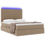 vidaXL Lit avec rangement et LED Cappuccino 140 x 200 cm Simili cuir