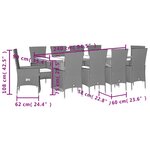 vidaXL Ensemble à manger de jardin et coussins 11 Pièces beige poly rotin