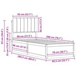 vidaXL Cadre de lit avec tête de lit rembourrée Gris clair 80 x 200 cm